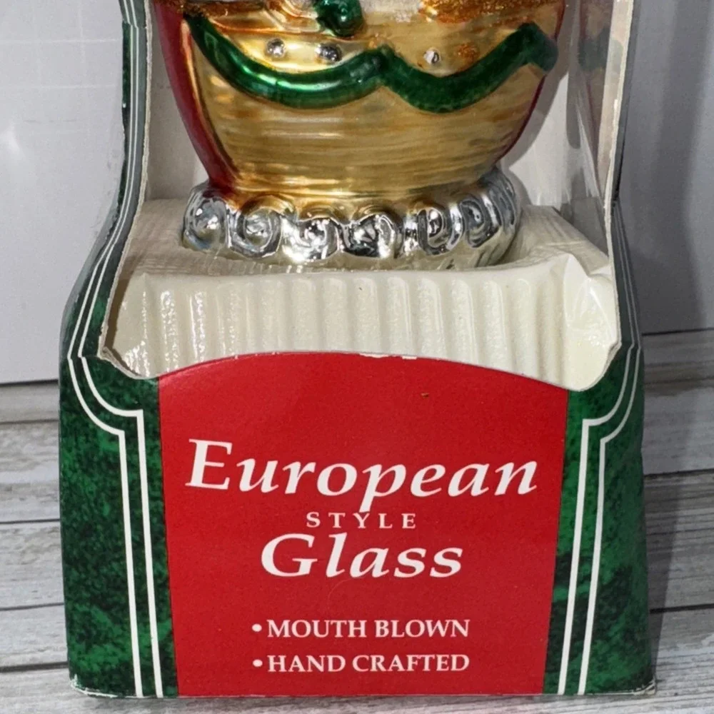 Vintage Santa's Best Blown Glass Christmas Ornament Nautical Santa boat 6.5